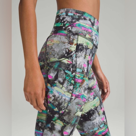 NEW!Lululemon Fast and Free High-Rise Leggings 25”Pockets Paint Drift Multi Sz14 - Picture 4 of 9